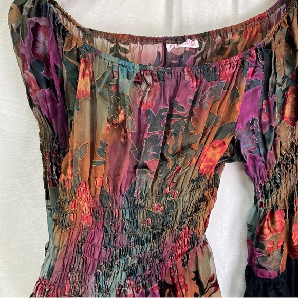 Marrika Nakk Burnout Velvet Sheer Floral Top Witchy Black Lacy Whimsigoth Fairy - Picture 6 of 16